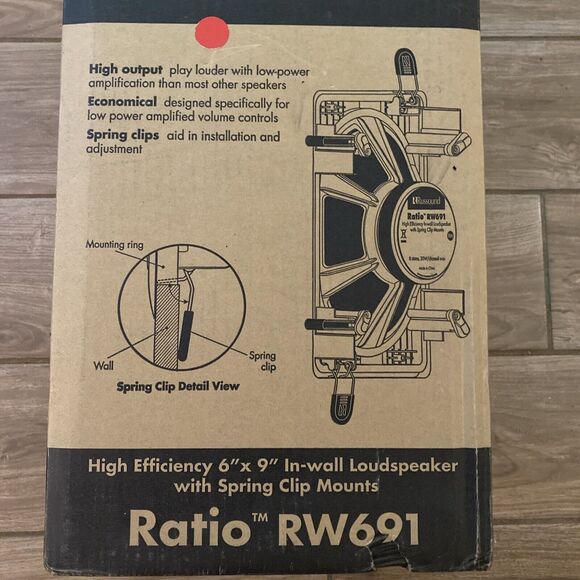 Russound RW691 6x9” pair In-wall Loudspeakers - White - Spring Clip Mounts - Picture 3 of 5